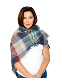 Casaba Rustic Style Plaid Scarves Scarf Wraps Shawls Womens Unisex Warm Winter-Blue-Rustic-Stripes-