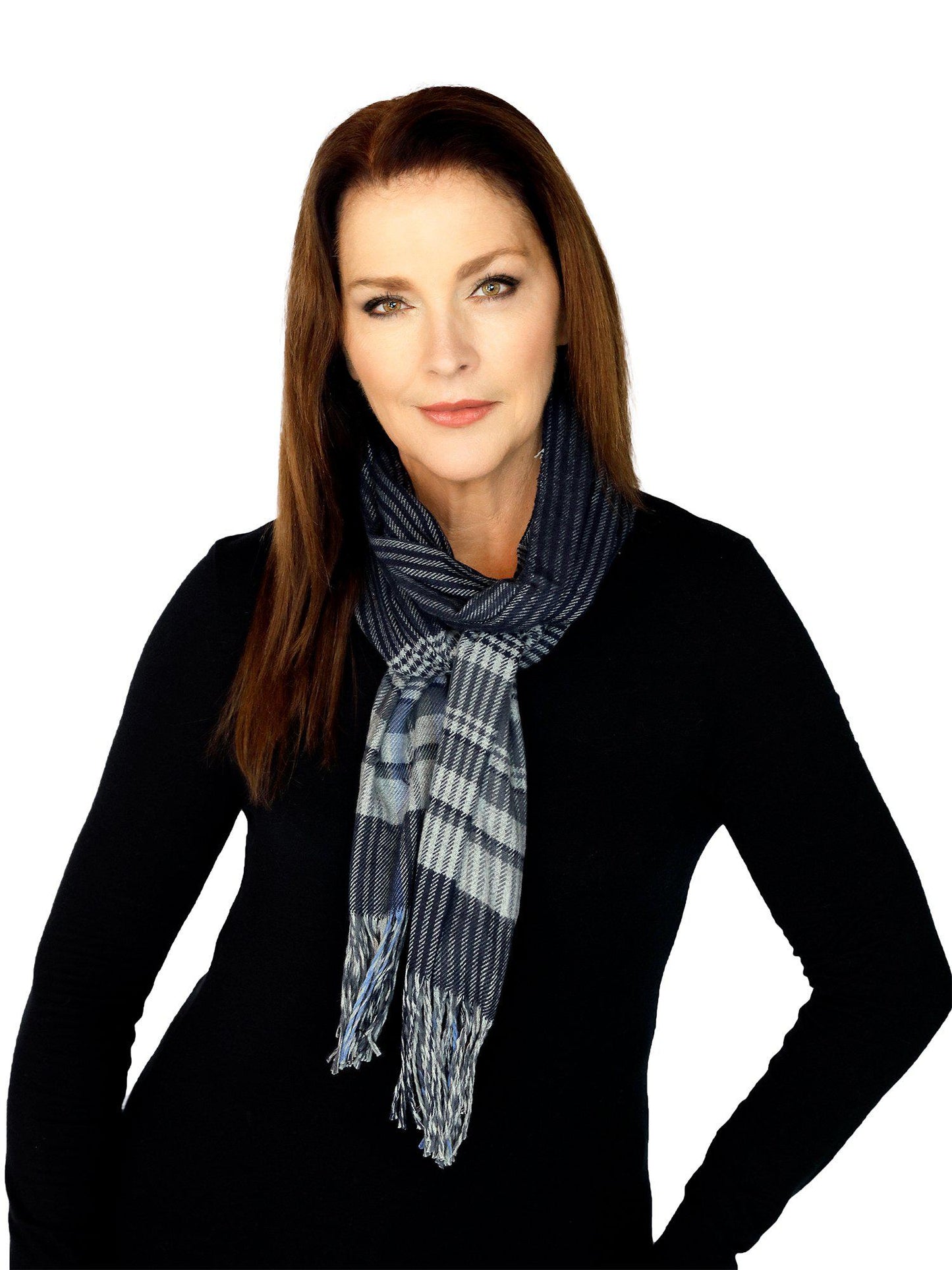 Casaba Warm Winter Neck Scarves Scarf Plaid Elegant Sleek Unisex Womens Mens-Blue-Sleek-Plaid-