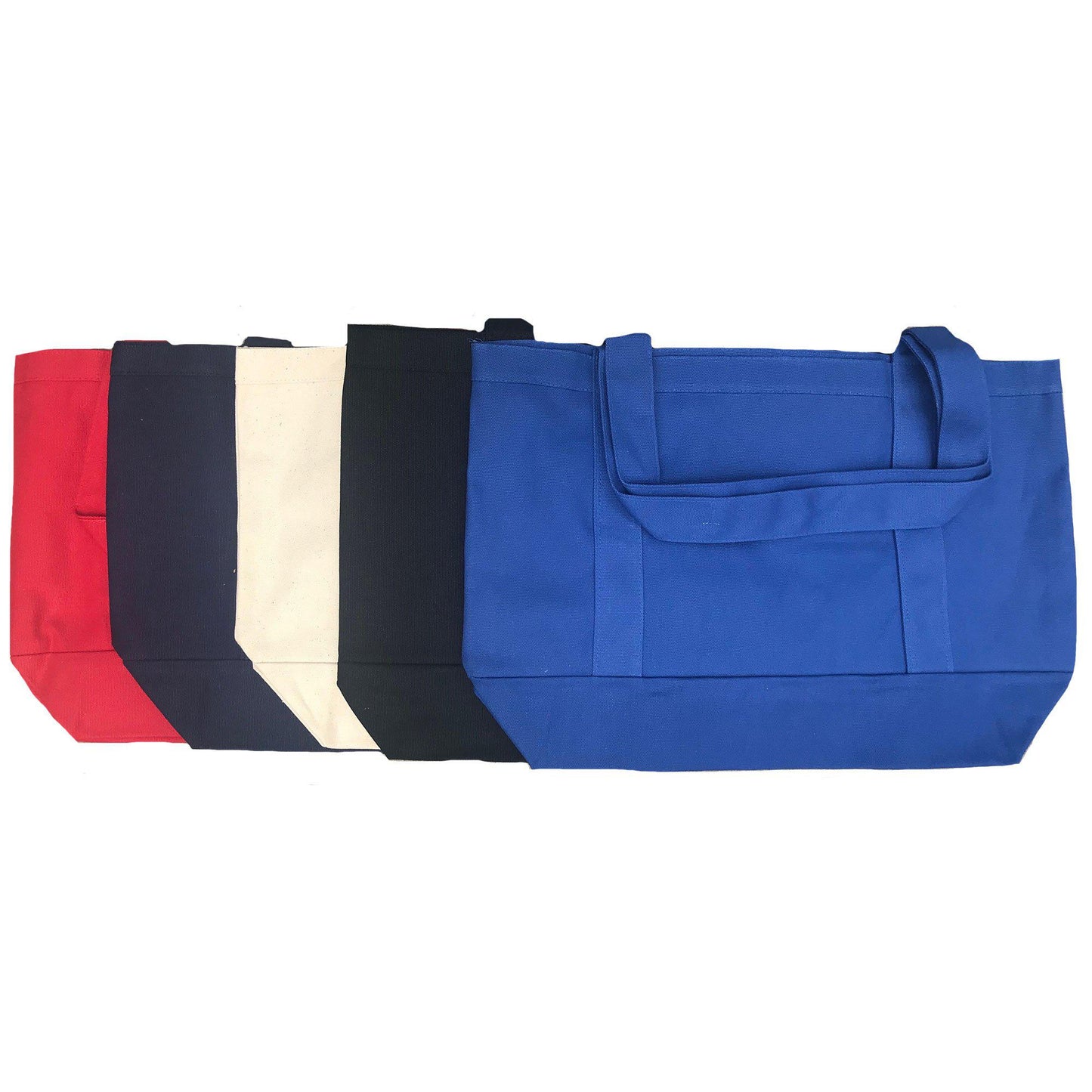 Cotton Canvas Reusable Grocery Shopping Tote Bags With Gusset For Travel Sports Plain 19inch-ROYAL-