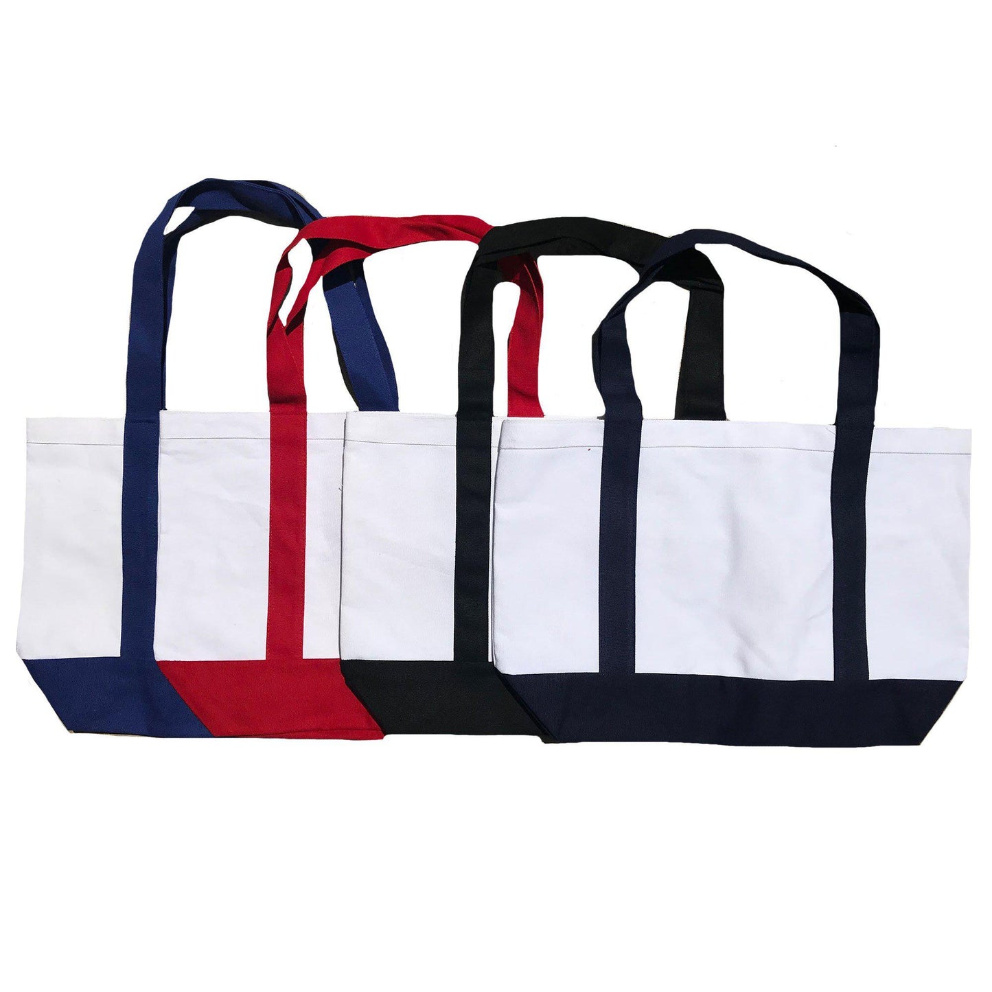 Cotton Canvas Reusable Grocery Shopping Tote Bags With Gusset For Travel Sports Plain 19inch-ROYAL-