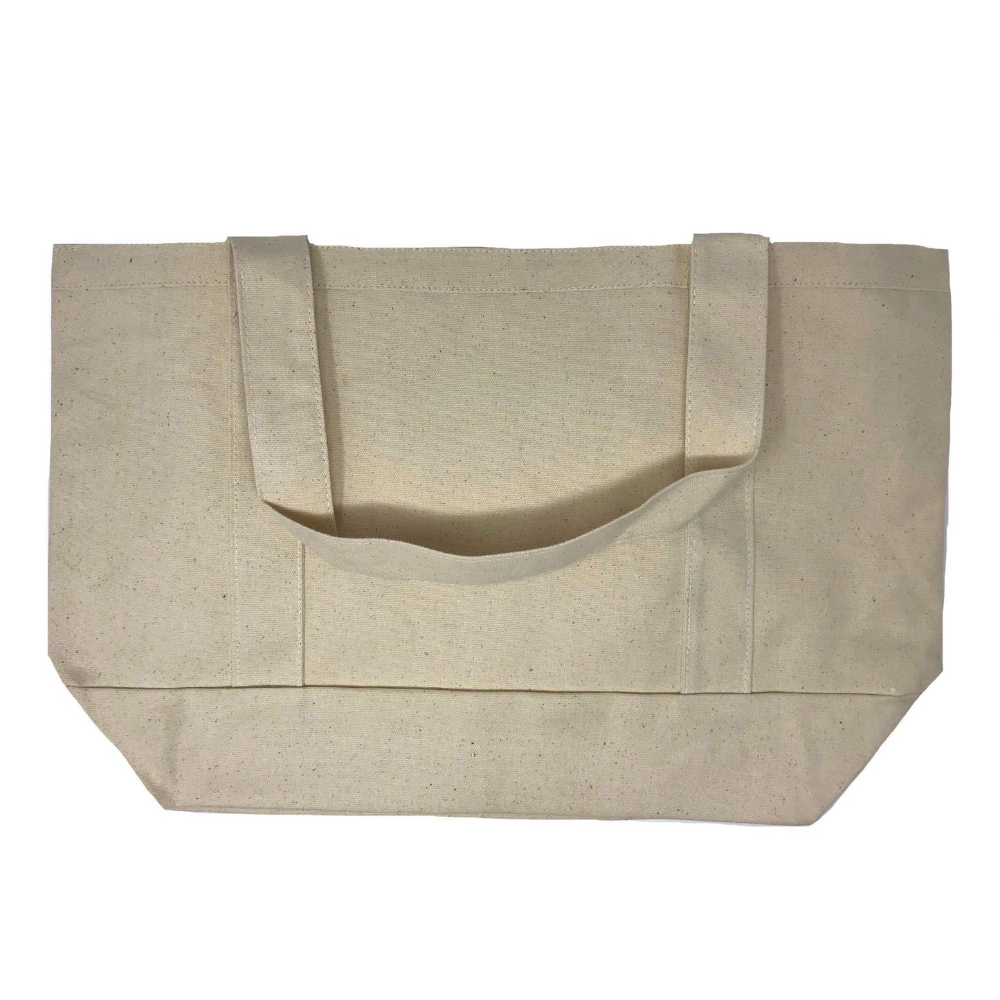 Cotton Canvas Reusable Grocery Shopping Tote Bags With Gusset For Travel Sports Plain 19inch-NATURAL-