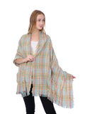 Casaba Stylish Blanket Scarves Wraps Shawls Heavy Warm for Winter Womens Mens Unisex-Light Blue-Relaxed-Plaid-