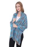 Casaba Stylish Blanket Scarves Wraps Shawls Heavy Warm for Winter Womens Mens Unisex-Blue-Relaxed-Plaid-