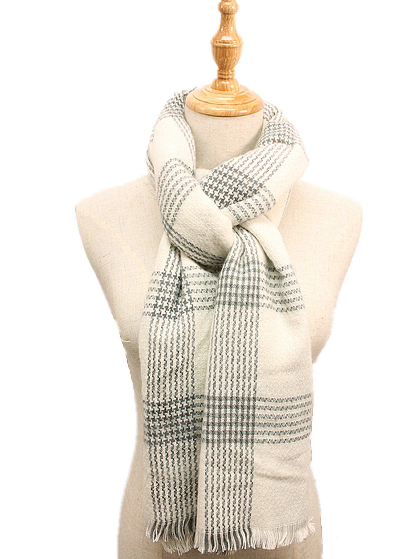Casaba Blanket Style Striped Scarves Warm Winter Wraps Shawls Unisex Mens Womens-Black-Blanket-Stripes-