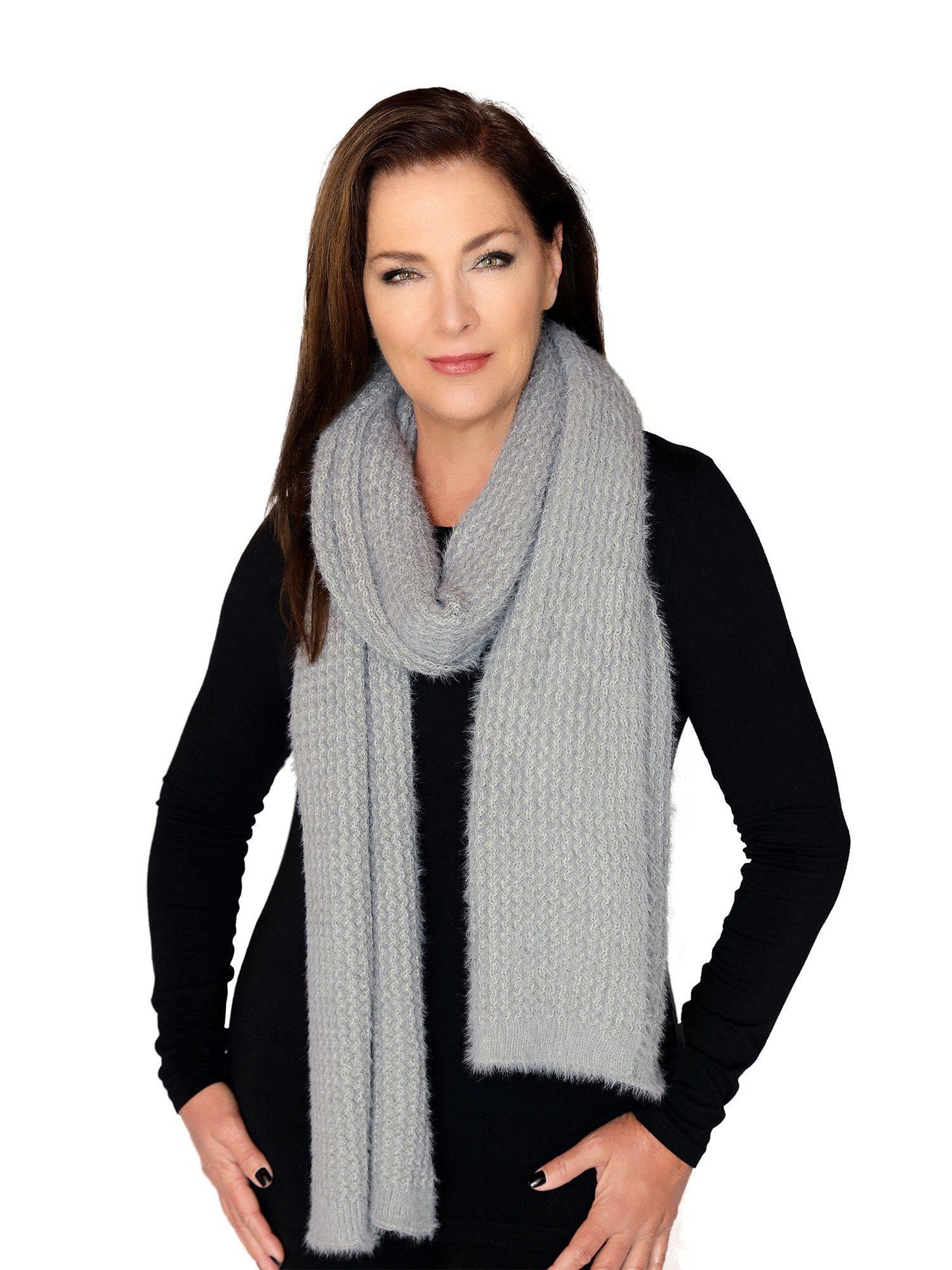 Casaba Womens Cashmere Feel Warm Winter Long Heavy Wrap Scarves-Grey-Cashmere Feel-