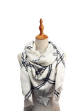 Casaba Womens Winter Scarves Scarf Wraps Shawls Plaid Style Great Gifts-White-Stripes-