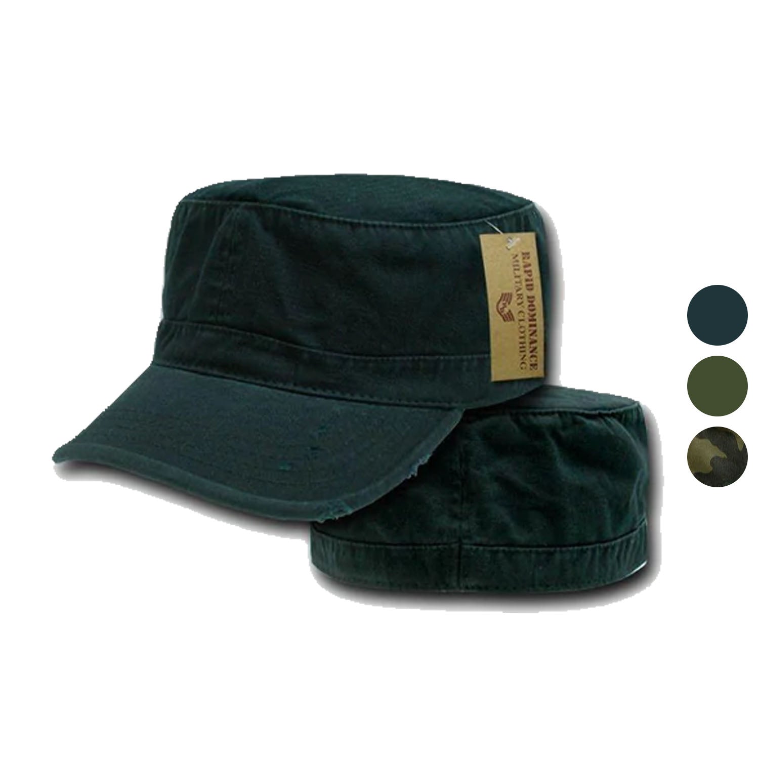 Fitted Military Flat Bill Caps Hats, US Army, Black, 7 1/8