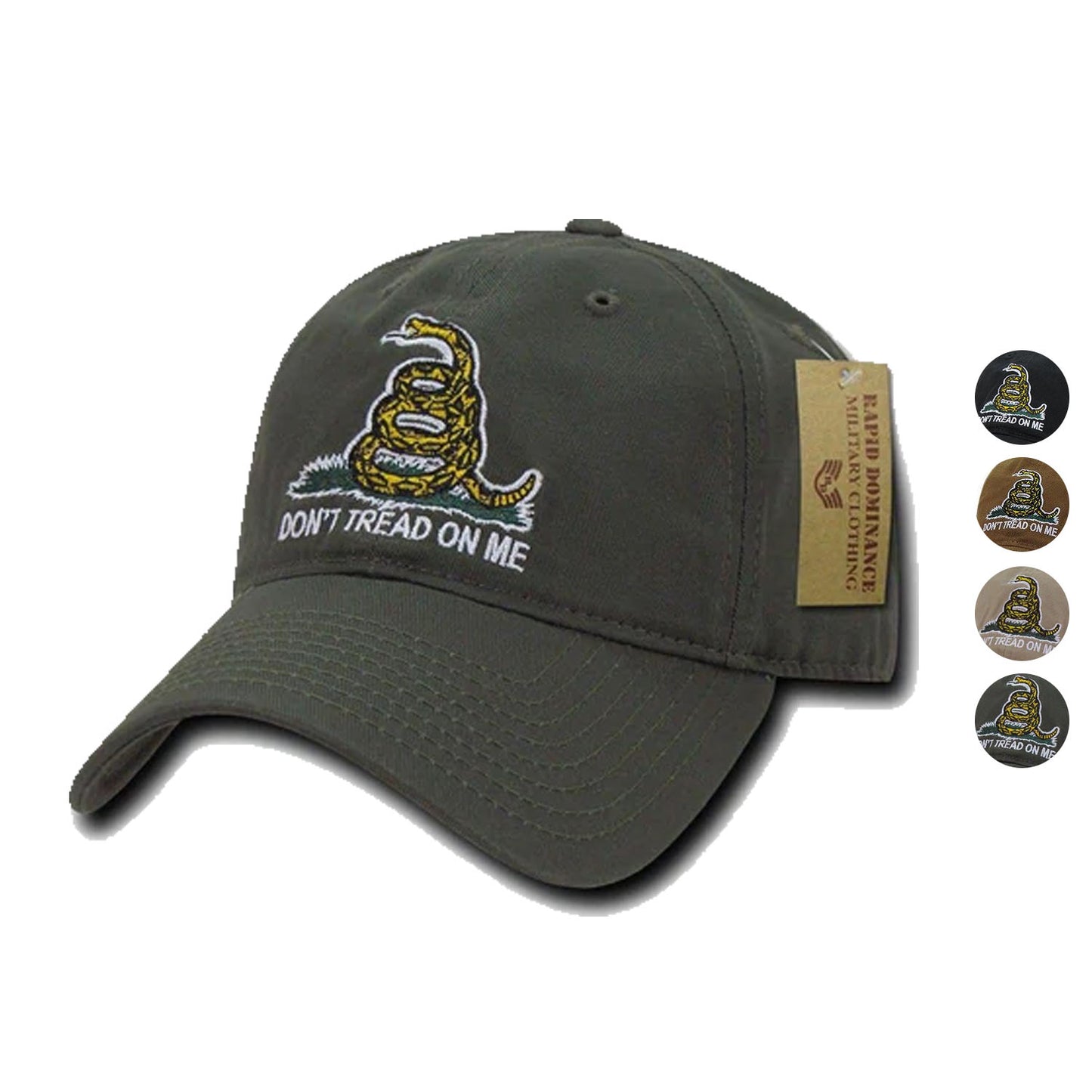 Gadsden Flag Rattlesnake Tea Party Don't Tread On Me Baseball Dad Caps Hats Polo-Black-