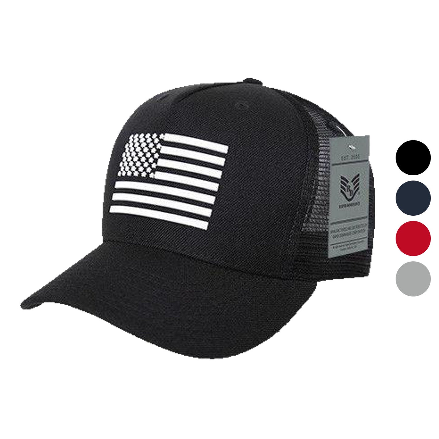 Rapid Dominance USA American Rubber Flag Acrylic 5 Panel Trucker Dad Caps Hats-USA-NAVY-