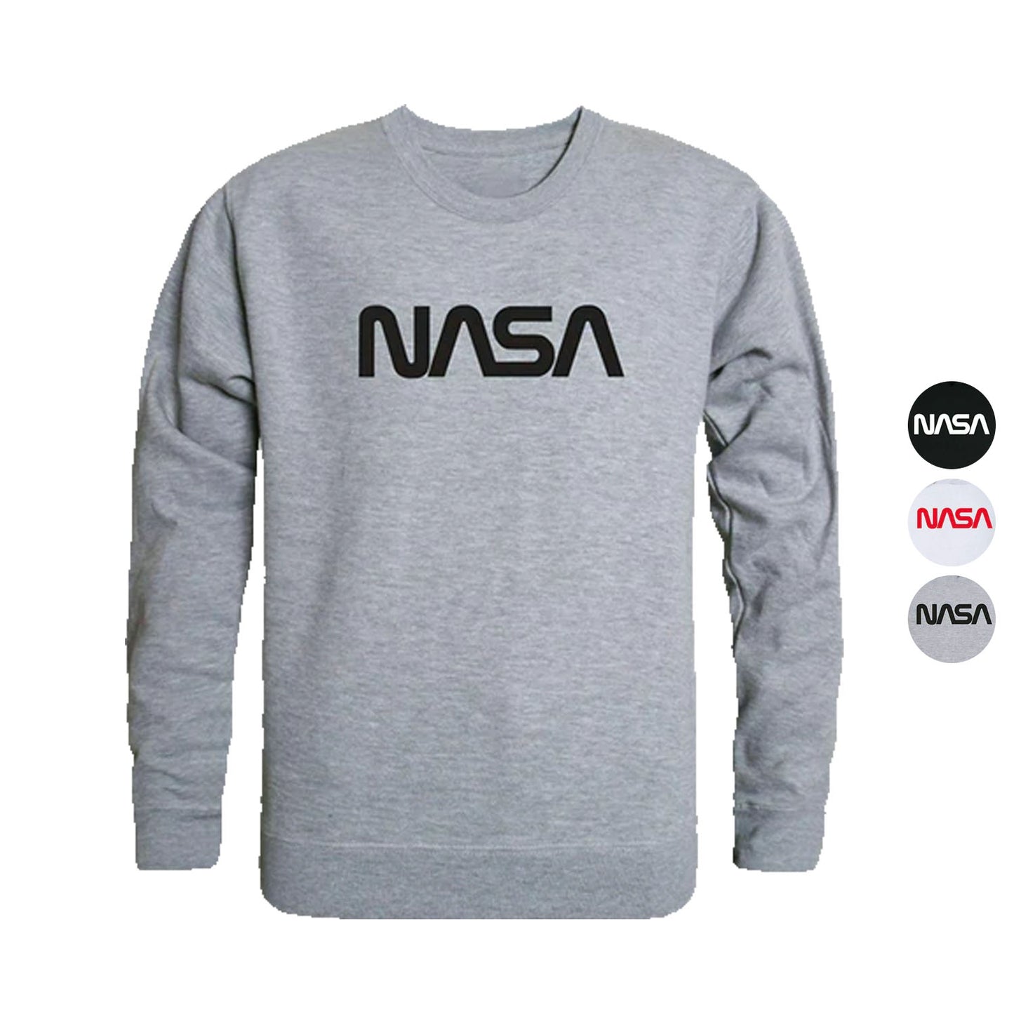 NASA Official Text Logo Crewneck Sweatshirts Sweaters Unisex-Black-S-