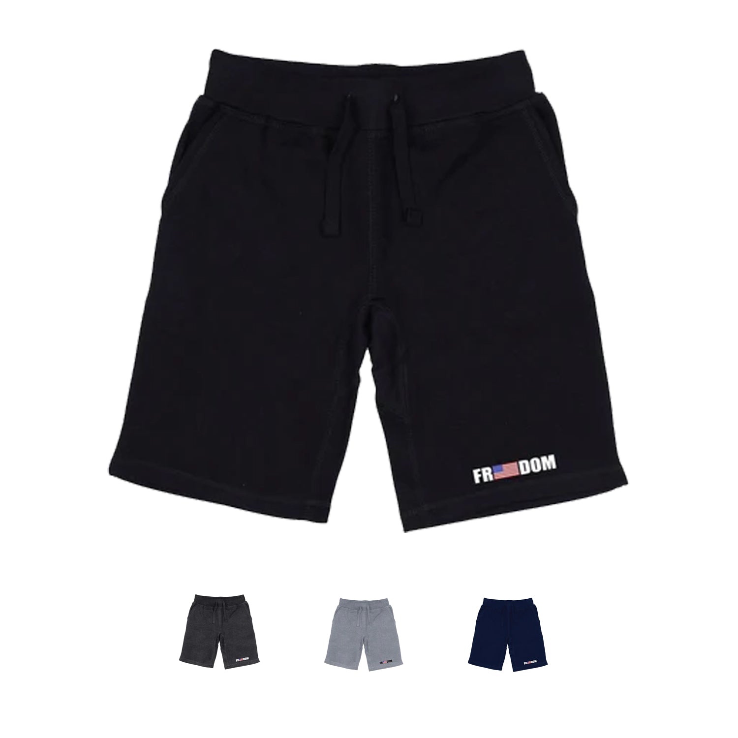 RAPDOM TS6 Fleece Gym Shorts Freedom USA Flag-Black-Small-