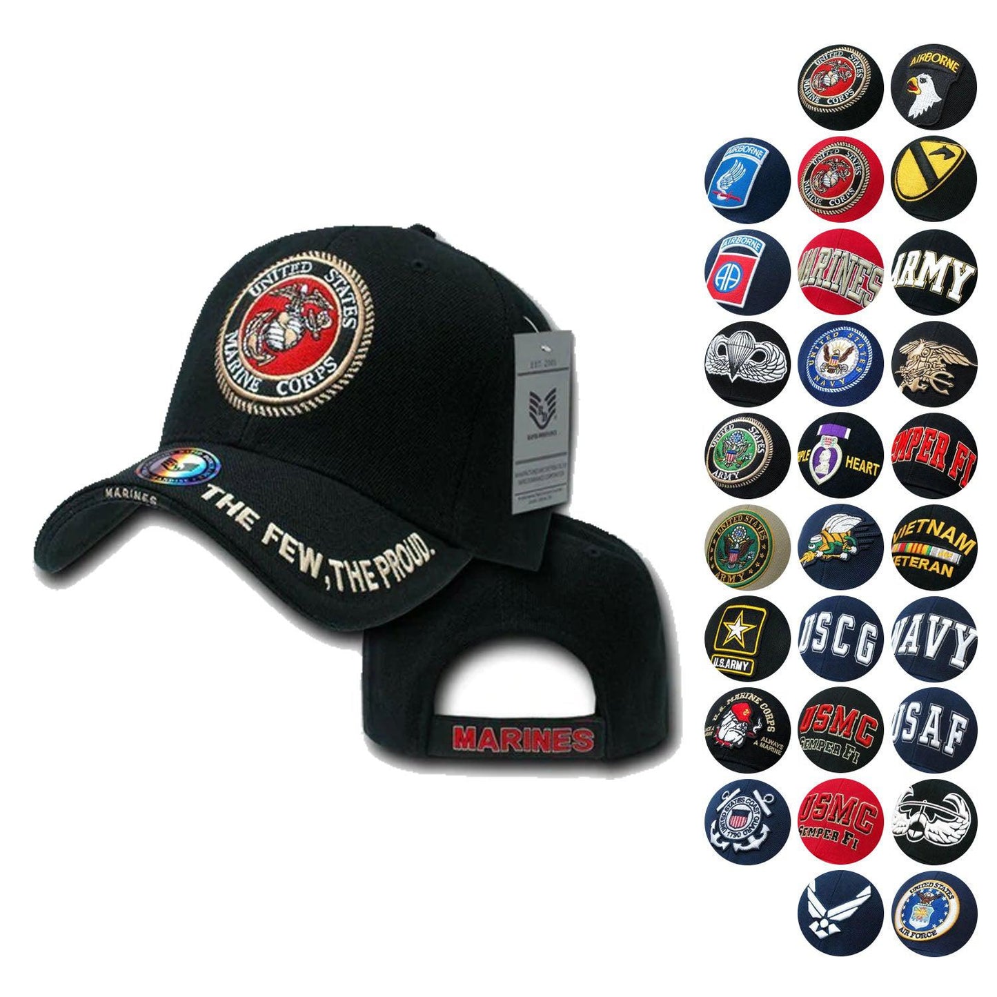 1 Dozen Veteran Military Army Airforce Navy Marines Baseball Hats Caps Wholesale-