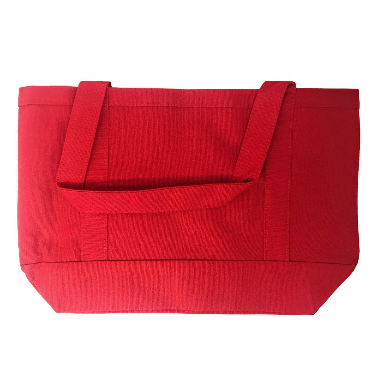 Cotton Canvas Reusable Grocery Shopping Tote Bags With Gusset For Travel Sports Plain 19inch-RED-