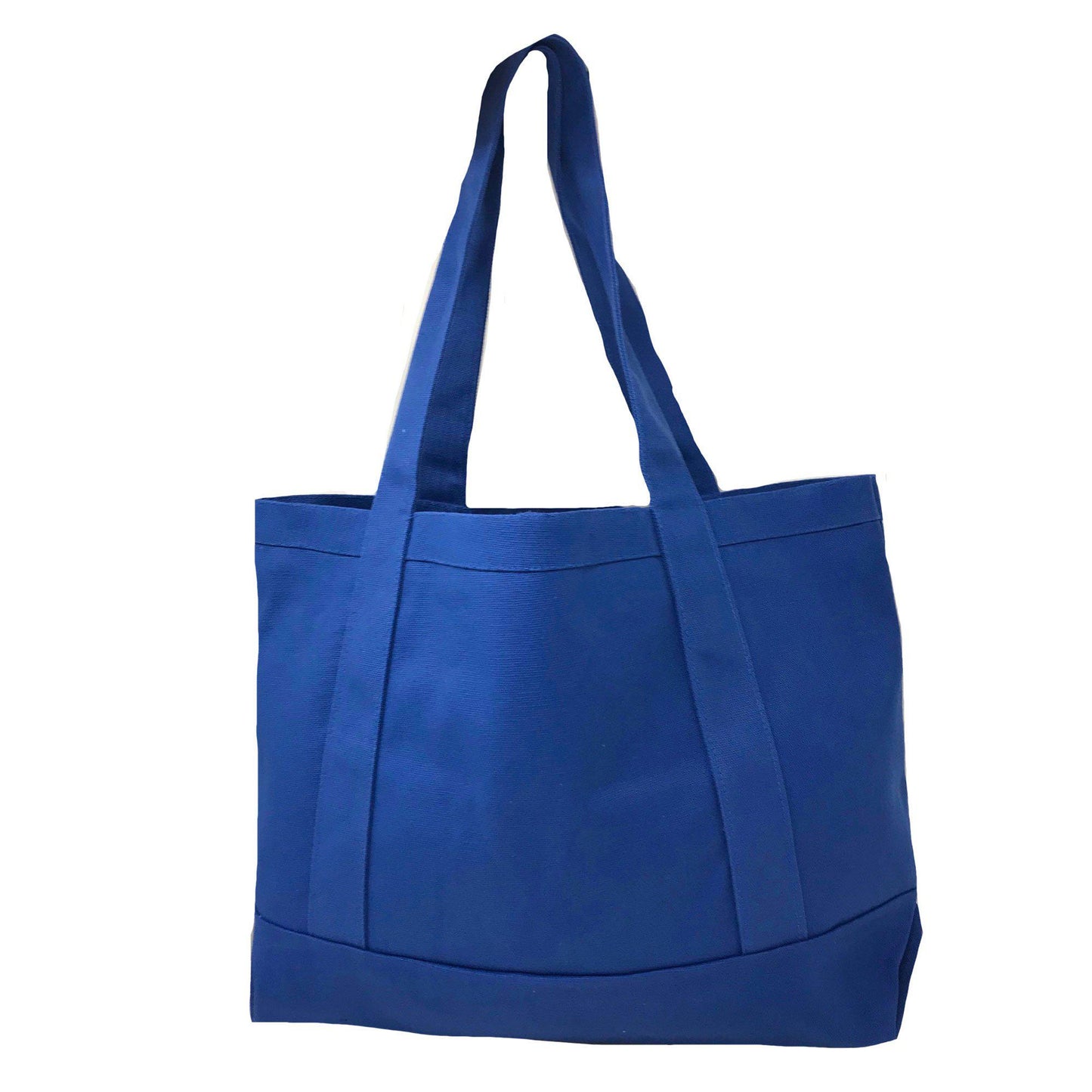 Cotton Canvas Reusable Grocery Shopping Tote Bags With Gusset For Travel Sports Plain 19inch-ROYAL-