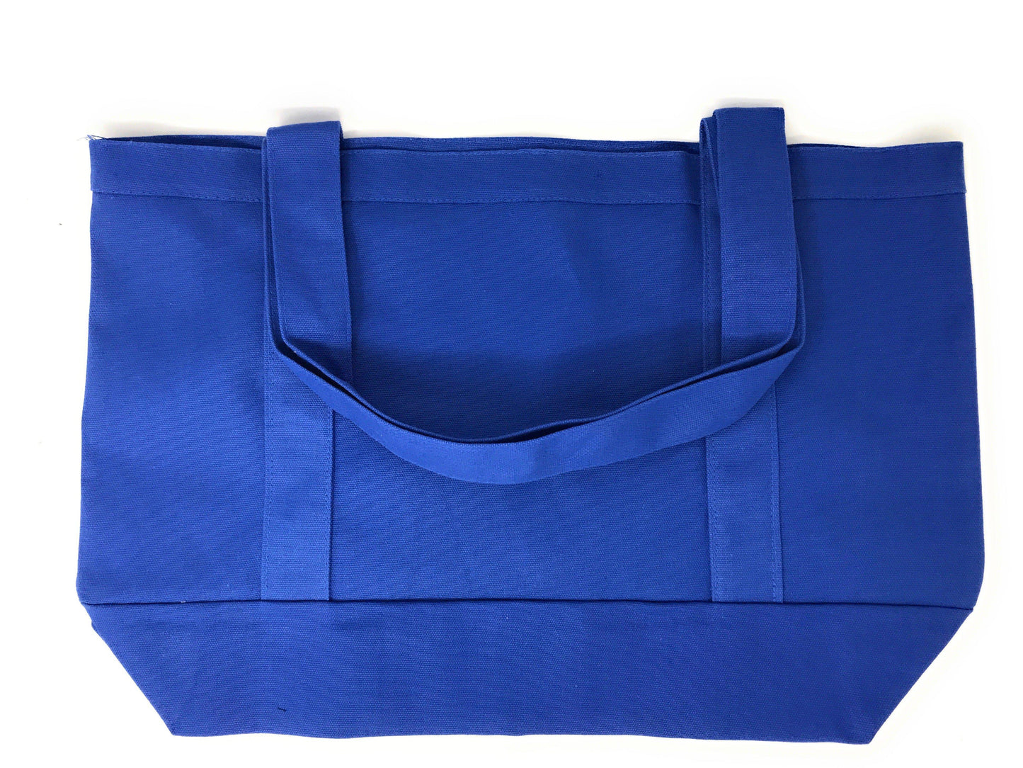 Cotton Canvas Reusable Grocery Shopping Tote Bags With Gusset For Travel Sports Plain 19inch-ROYAL-