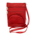 Casaba Womens Genuine Leather Crossbody Purse Shoulder Messenger Bag Organizer-Red-