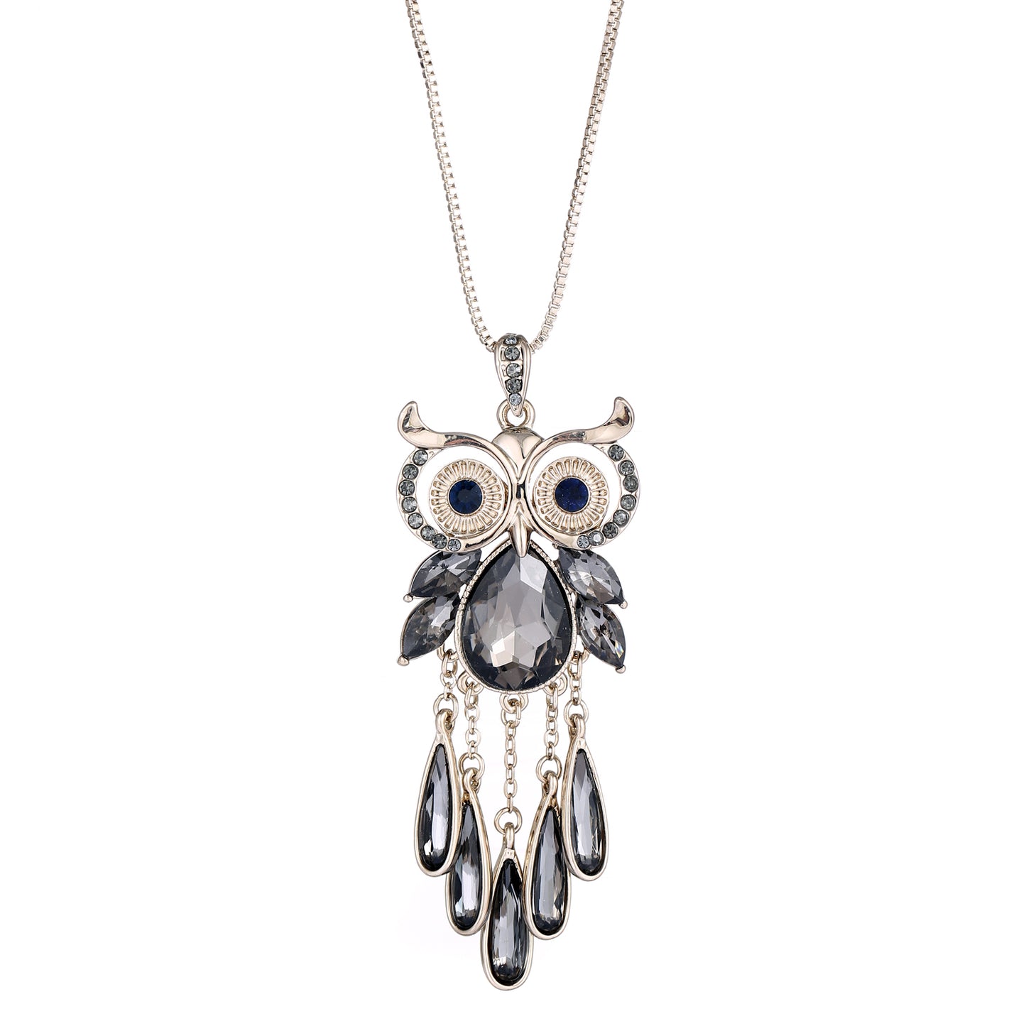 Empire Cove Owl Pendant Necklace Silver Toned Rhinestone Fashion Jewelry-