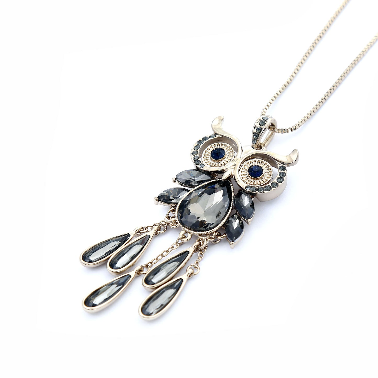 Empire Cove Owl Pendant Necklace Silver Toned Rhinestone Fashion Jewelry-
