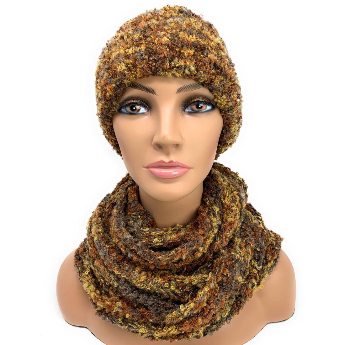 Empire Cove 2 Piece Knit Cuff Beanie Scarf Gift Set Pom Pom Winter-Gray-