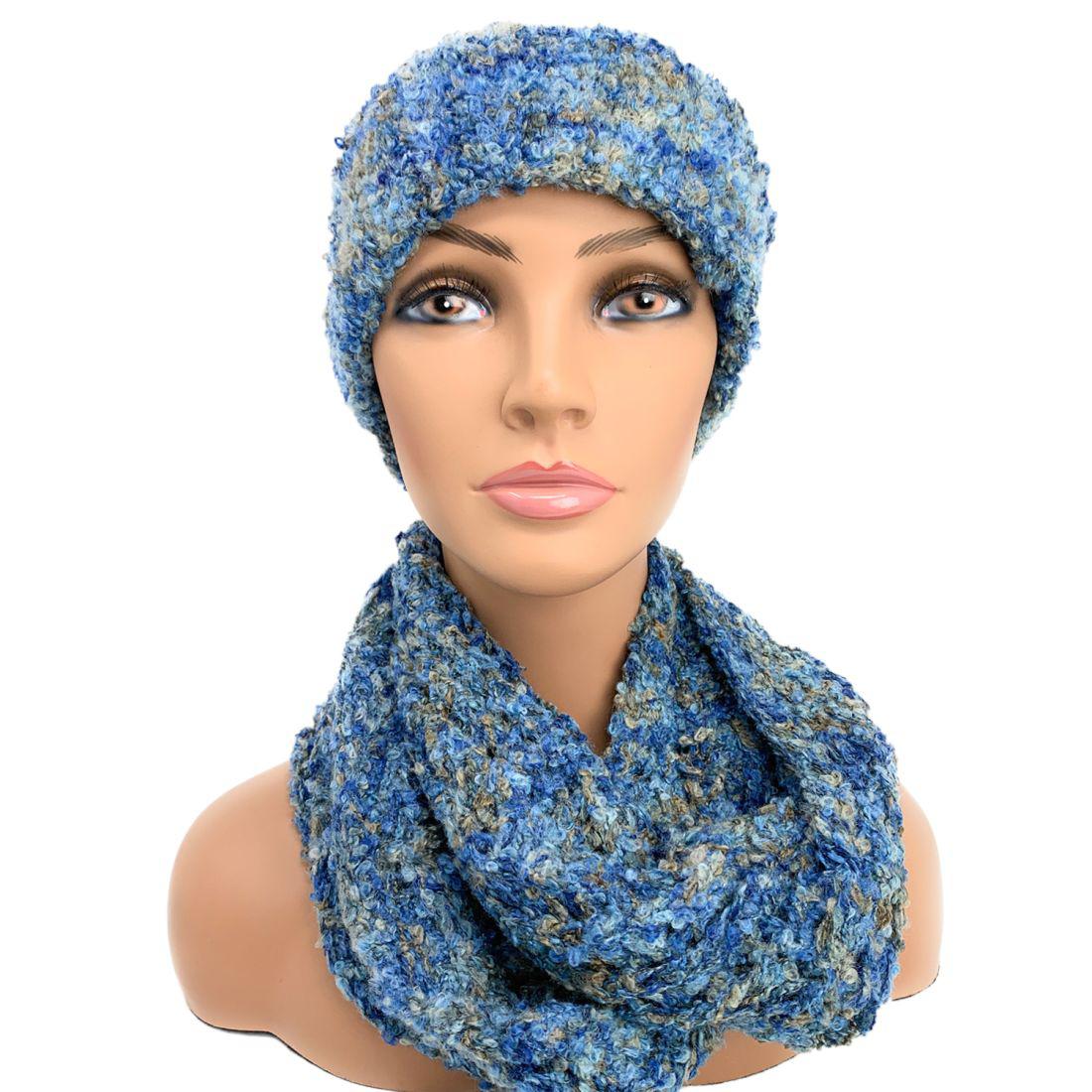 Empire Cove 2 Piece Knit Cuff Beanie Scarf Gift Set Pom Pom Winter-Gray-