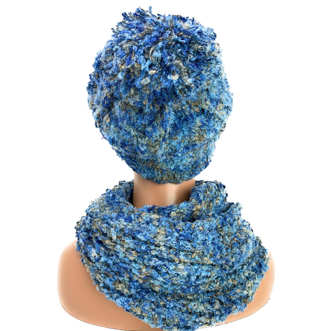 Empire Cove 2 Piece Knit Cuff Beanie Scarf Gift Set Pom Pom Winter-Gray-