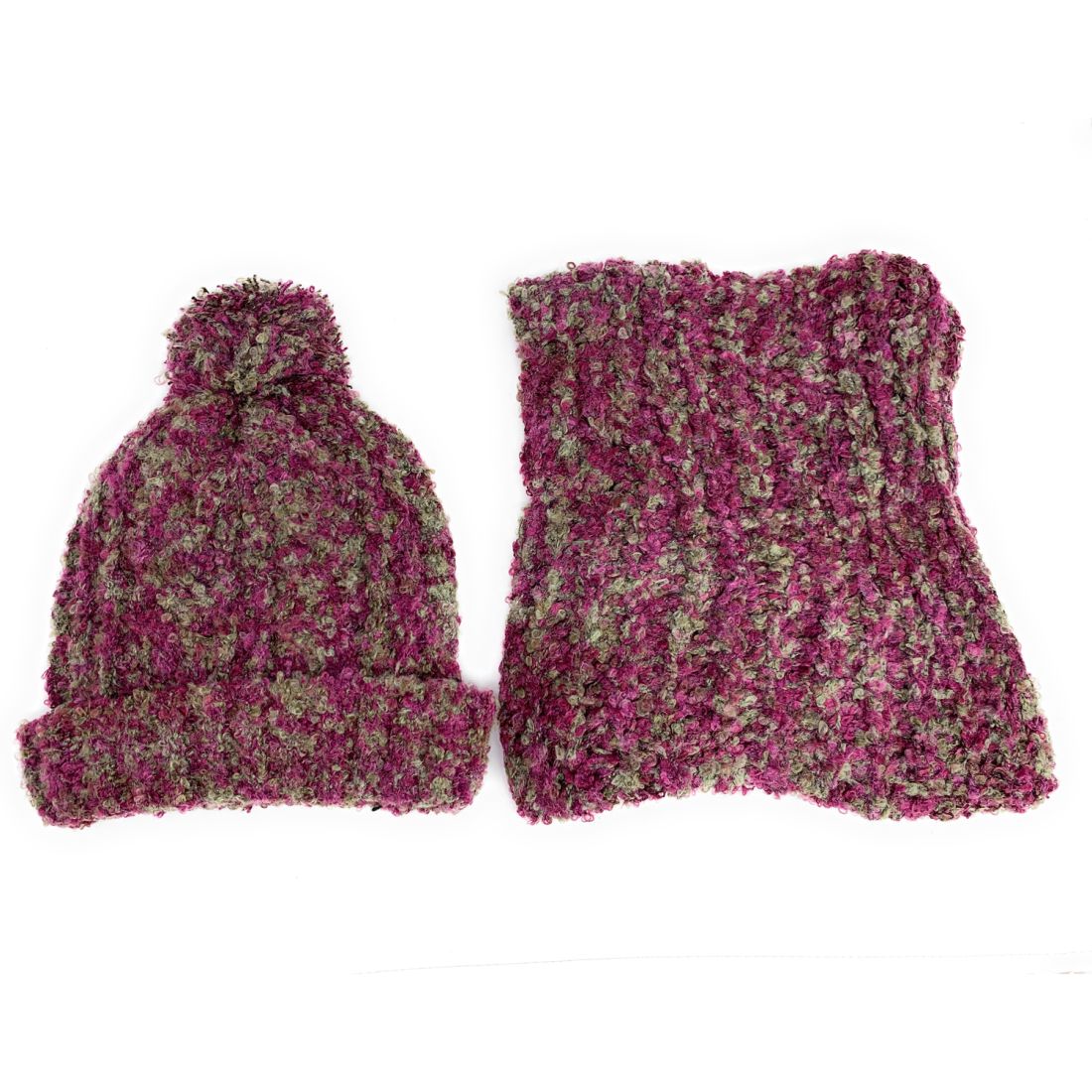 Empire Cove 2 Piece Knit Cuff Beanie Scarf Gift Set Pom Pom Winter-Gray-