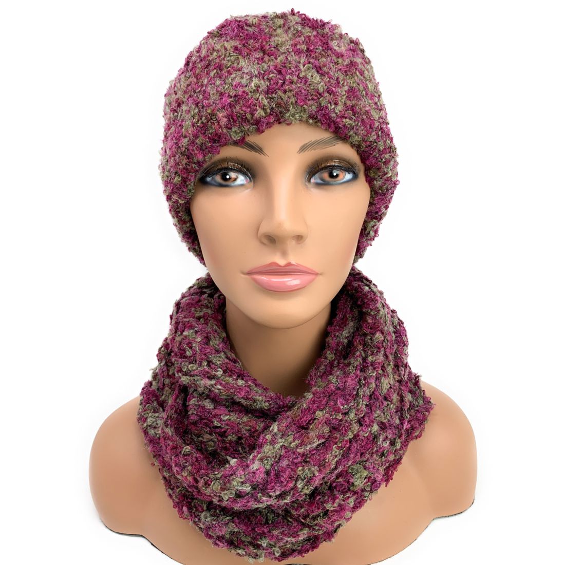 Empire Cove 2 Piece Knit Cuff Beanie Scarf Gift Set Pom Pom Winter-Gray-