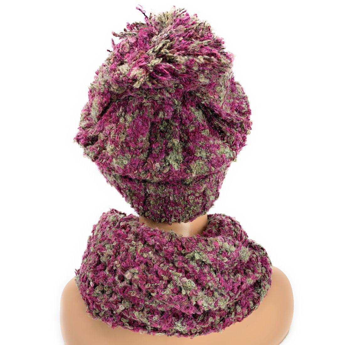 Empire Cove 2 Piece Knit Cuff Beanie Scarf Gift Set Pom Pom Winter-Gray-
