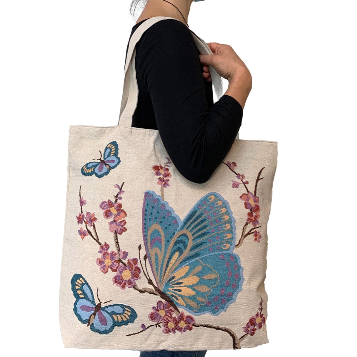 Empire Cove Designer Printed Cotton Canvas Tote Bags Reusable Beach Shopping-Dog Print-