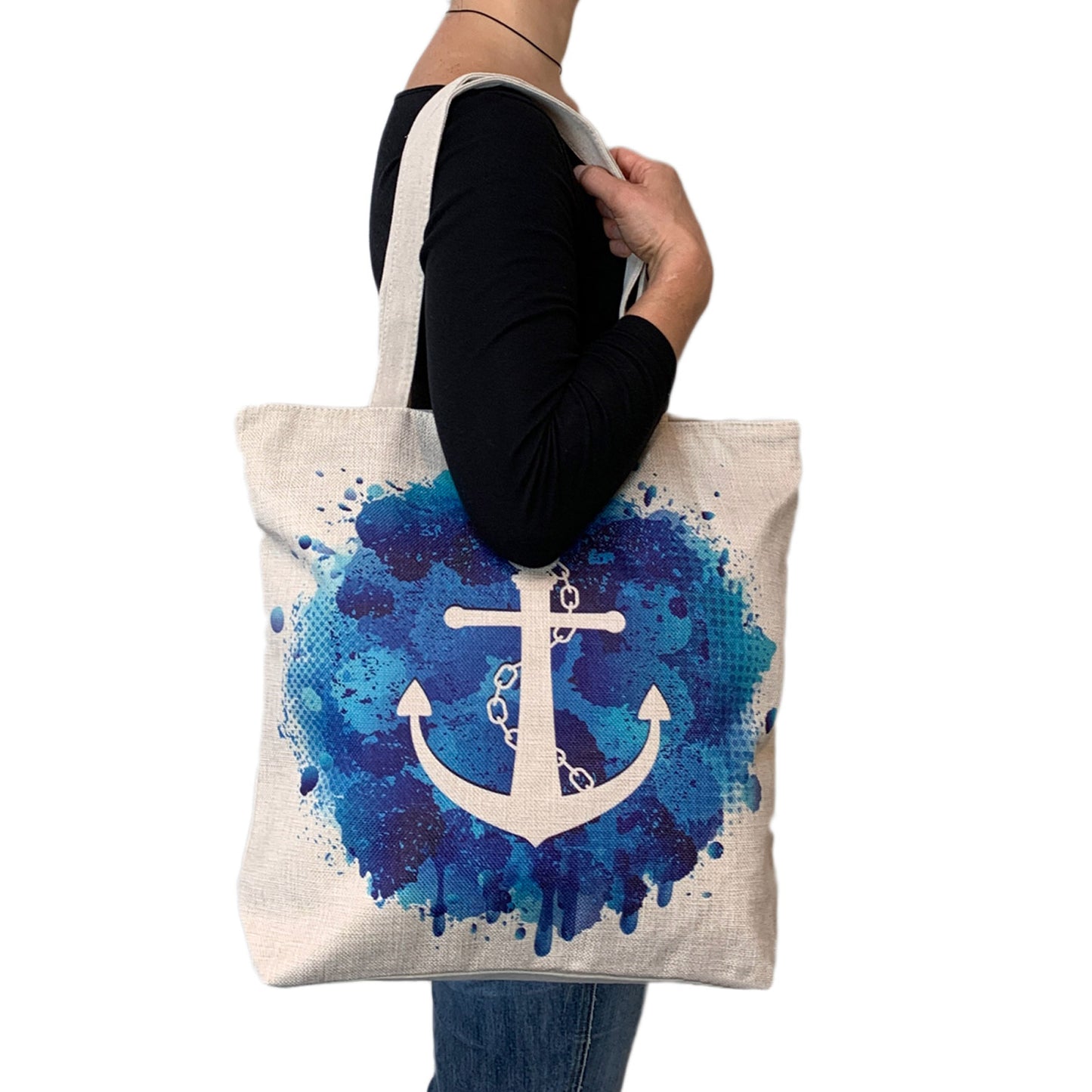 Empire Cove Designer Printed Cotton Canvas Tote Bags Reusable Beach Shopping-Dog Print-