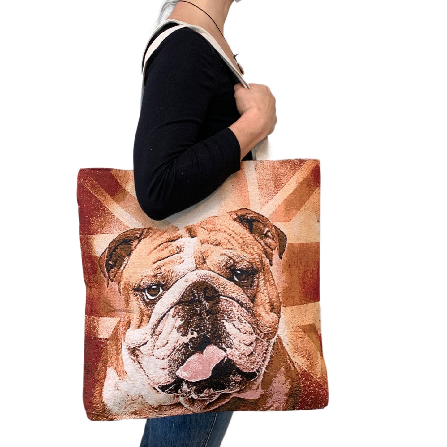 Empire Cove Designer Printed Cotton Canvas Tote Bags Reusable Beach Shopping-Dog Print-
