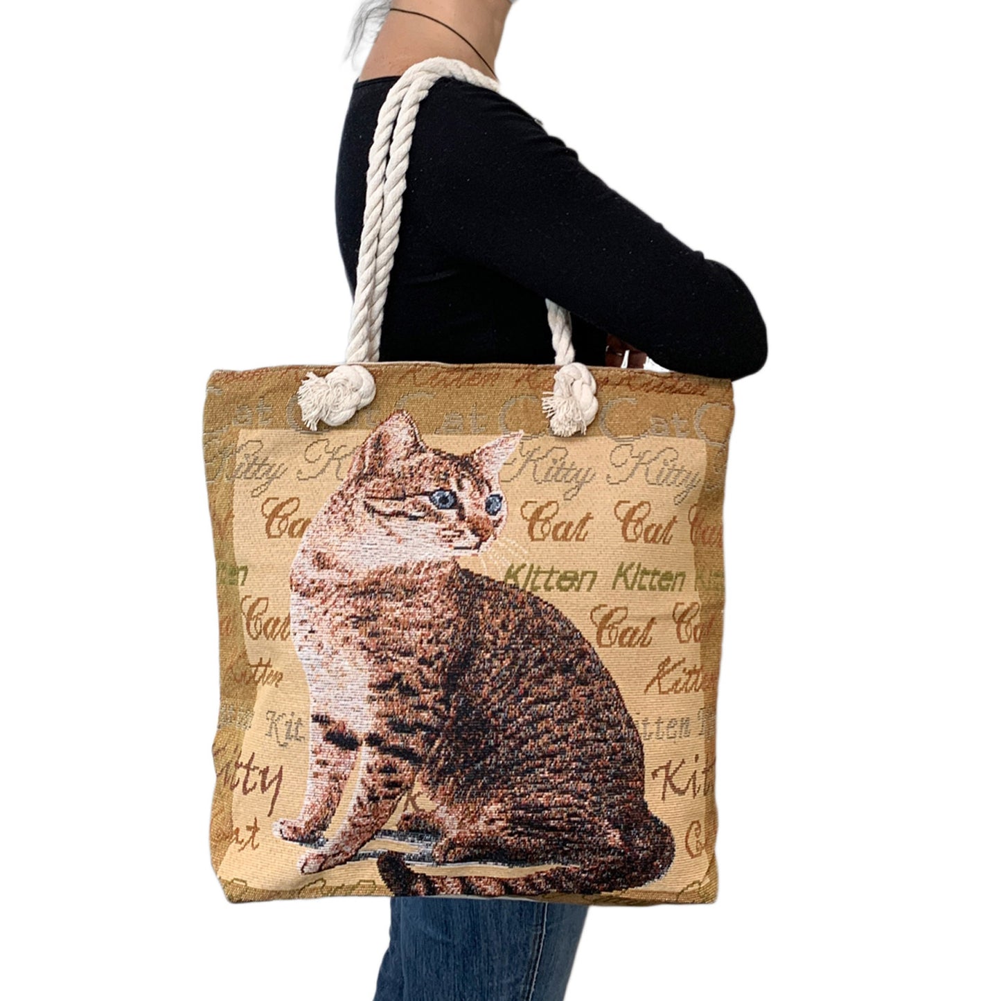 Empire Cove Designer Printed Cotton Canvas Tote Bags Reusable Beach Shopping-Dog Print-