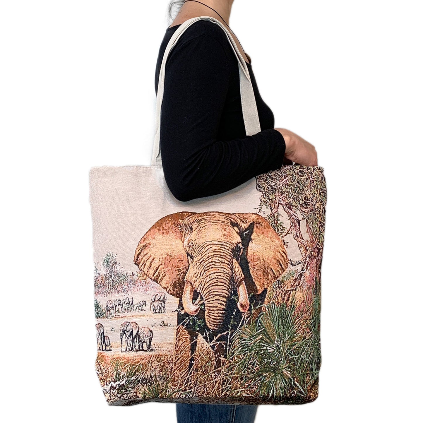 Empire Cove Designer Printed Cotton Canvas Tote Bags Reusable Beach Shopping-Dog Print-