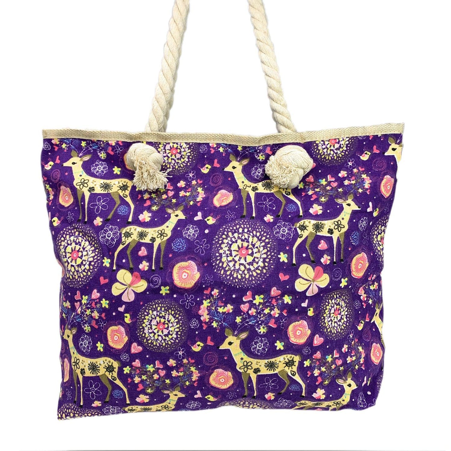 Empire Cove Designer Printed Cotton Canvas Tote Bags Reusable Beach Shopping-Dog Print-