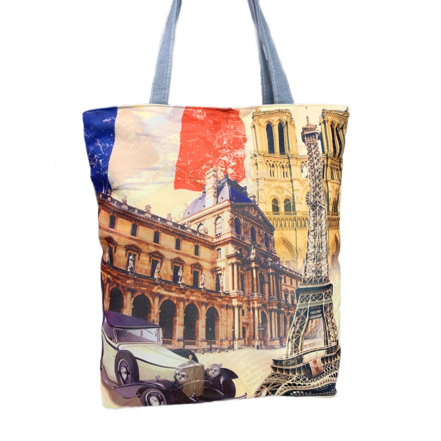 Empire Cove Eiffel Tower Print Cotton Tote Bags Reusable Beach Shopping-