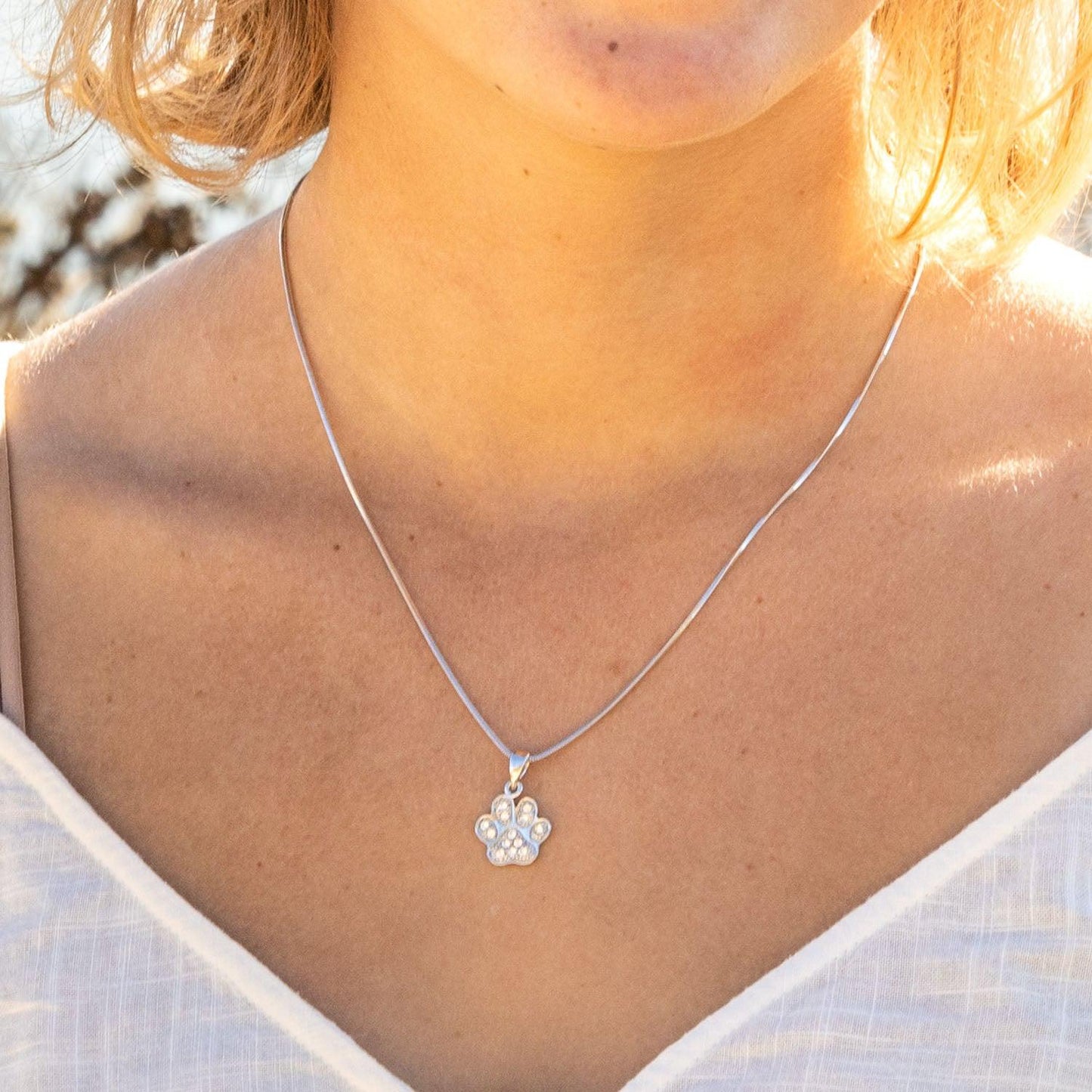 Empire Cove Dog Paw Pendant Necklace Silver Toned Rhinestone Fashion Jewelry-