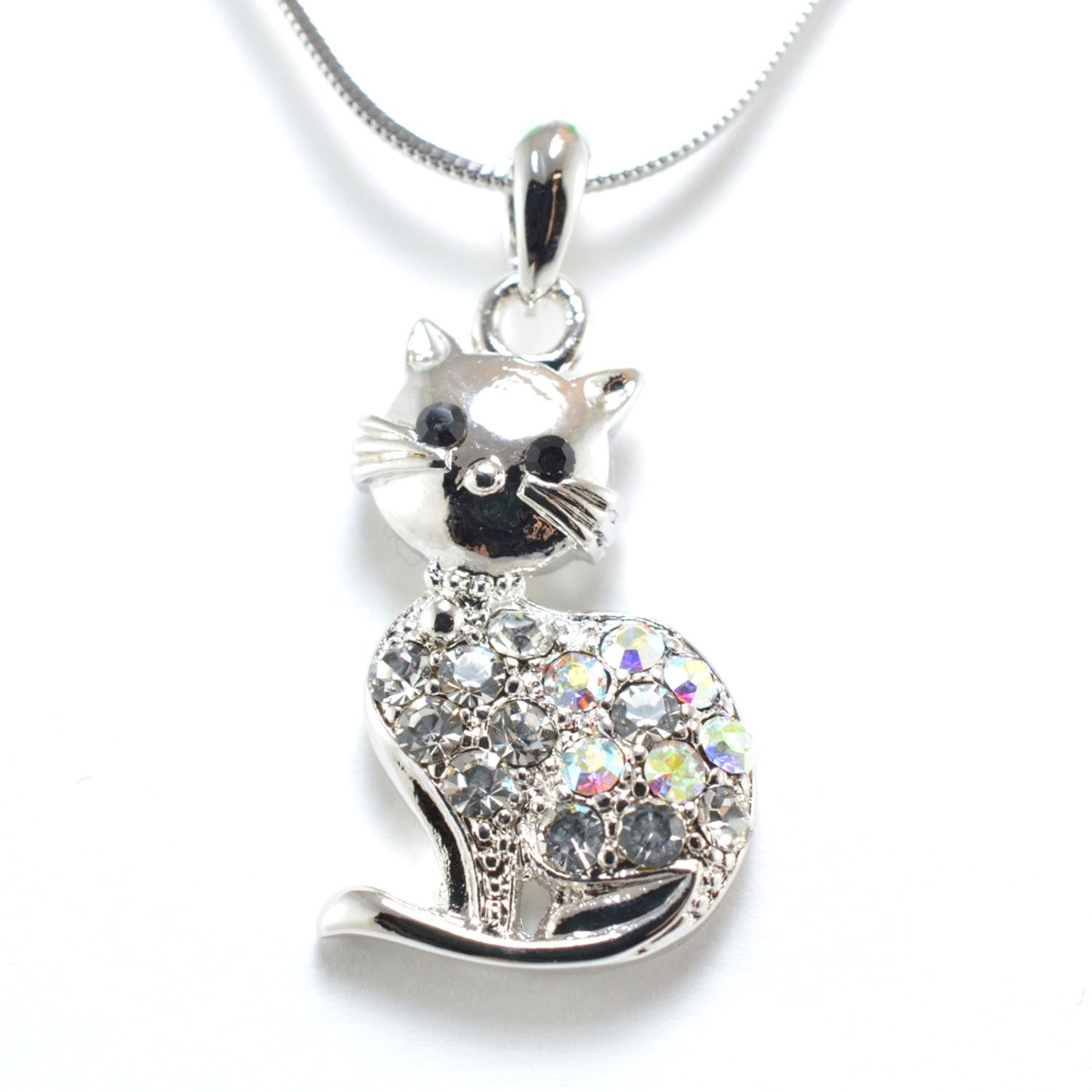 Empire Cove Kitty Cat Pendant Necklace Silver Toned Rhinestone Fashion Jewelry-