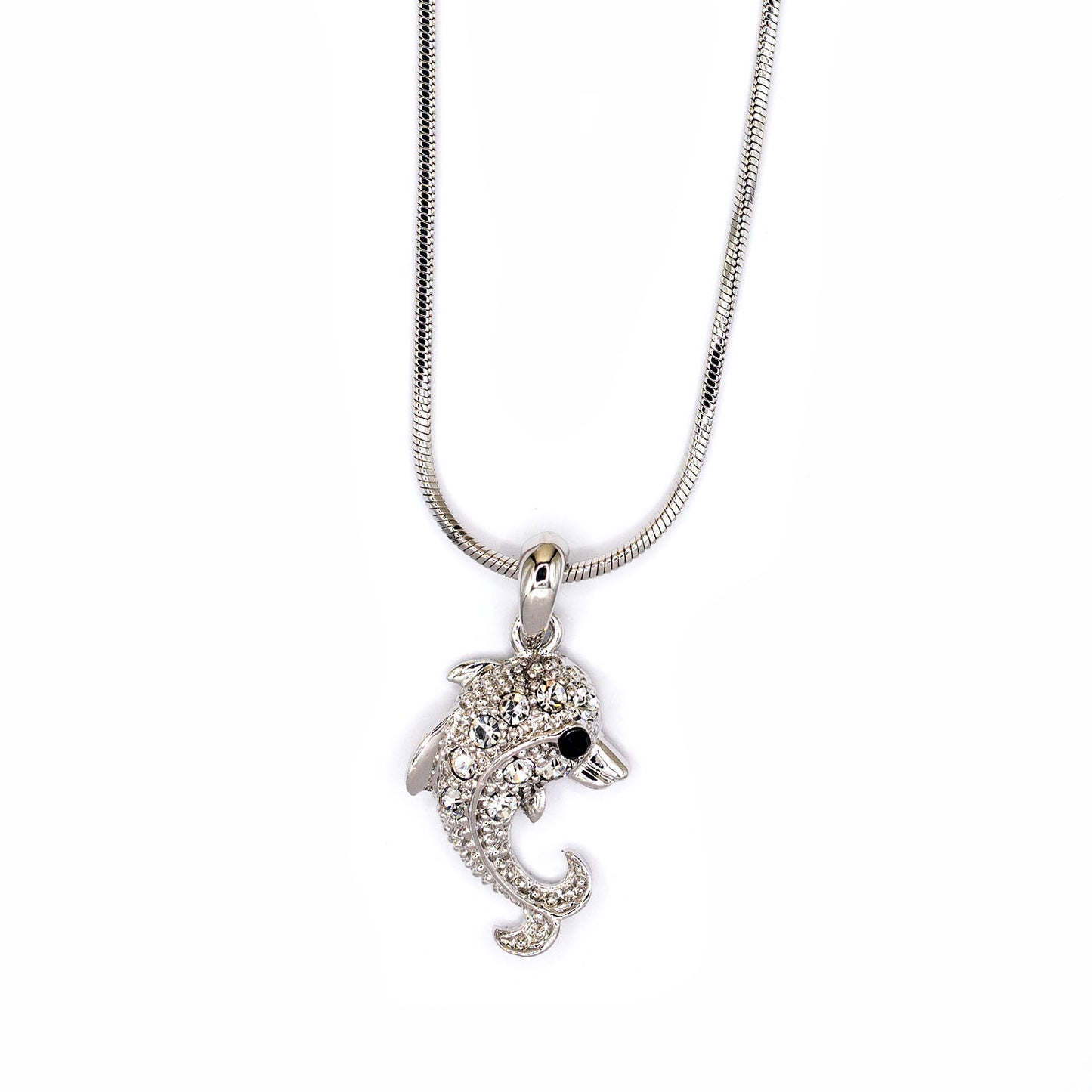 Empire Cove Dolphin Pendant Necklace Silver Toned Rhinestone Fashion Jewelry-