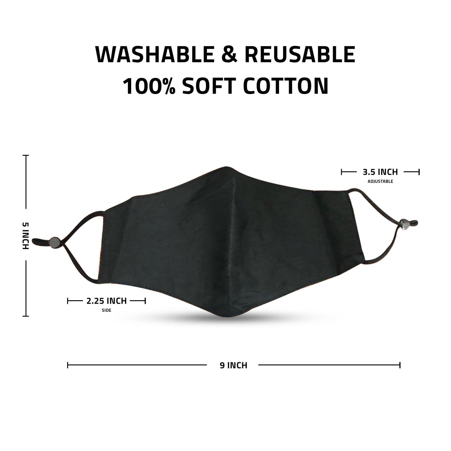 Cotton Face Mask 4 Pack Cloth Masks Multi Color for Mouth Nose Washable Reusable Double Layer Adjustable Unisex-Black/Grey/Blue/Ivory-