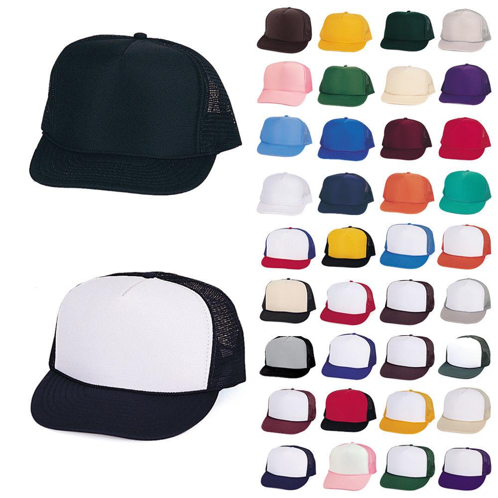 1 Dozen Trucker Baseball Hats Caps Foam Mesh Blank Adult Youth Kids Wholesale Bulk-