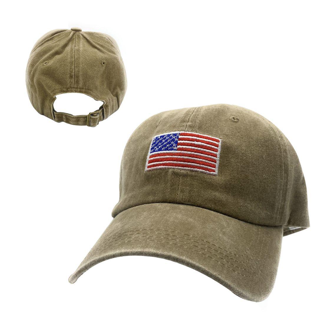 Empire Cove Washed USA Flag Cotton Baseball Dad Caps Patriotic Hats Vintage-Navy-