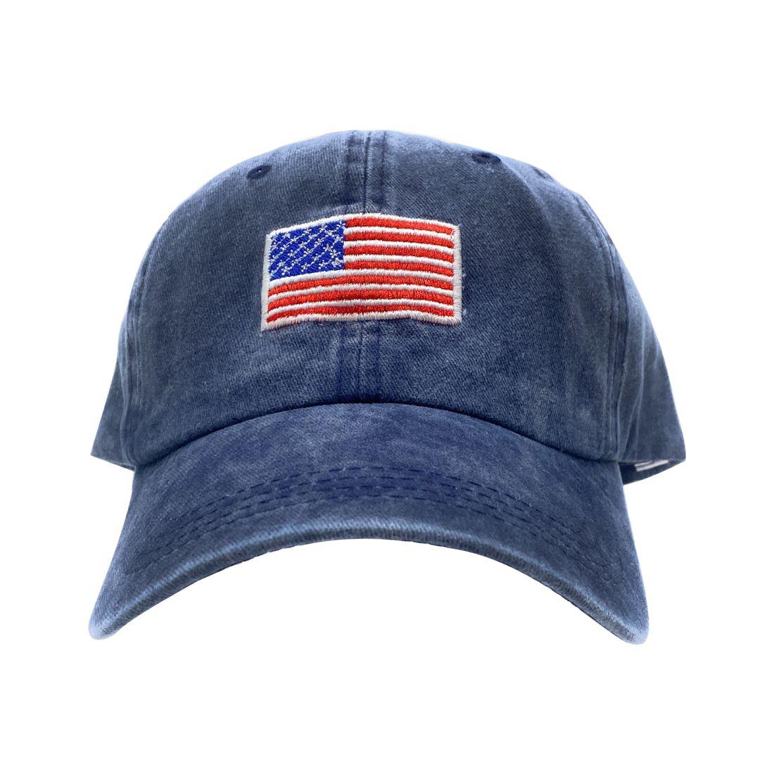Empire Cove Washed USA Flag Cotton Baseball Dad Caps Patriotic Hats Vintage-Navy-