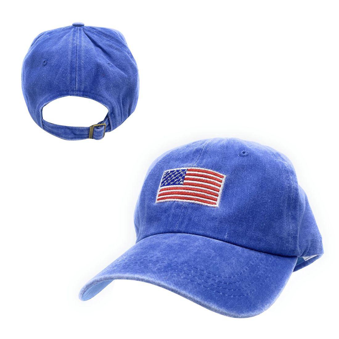 Empire Cove Washed USA Flag Cotton Baseball Dad Caps Patriotic Hats Vintage-Navy-