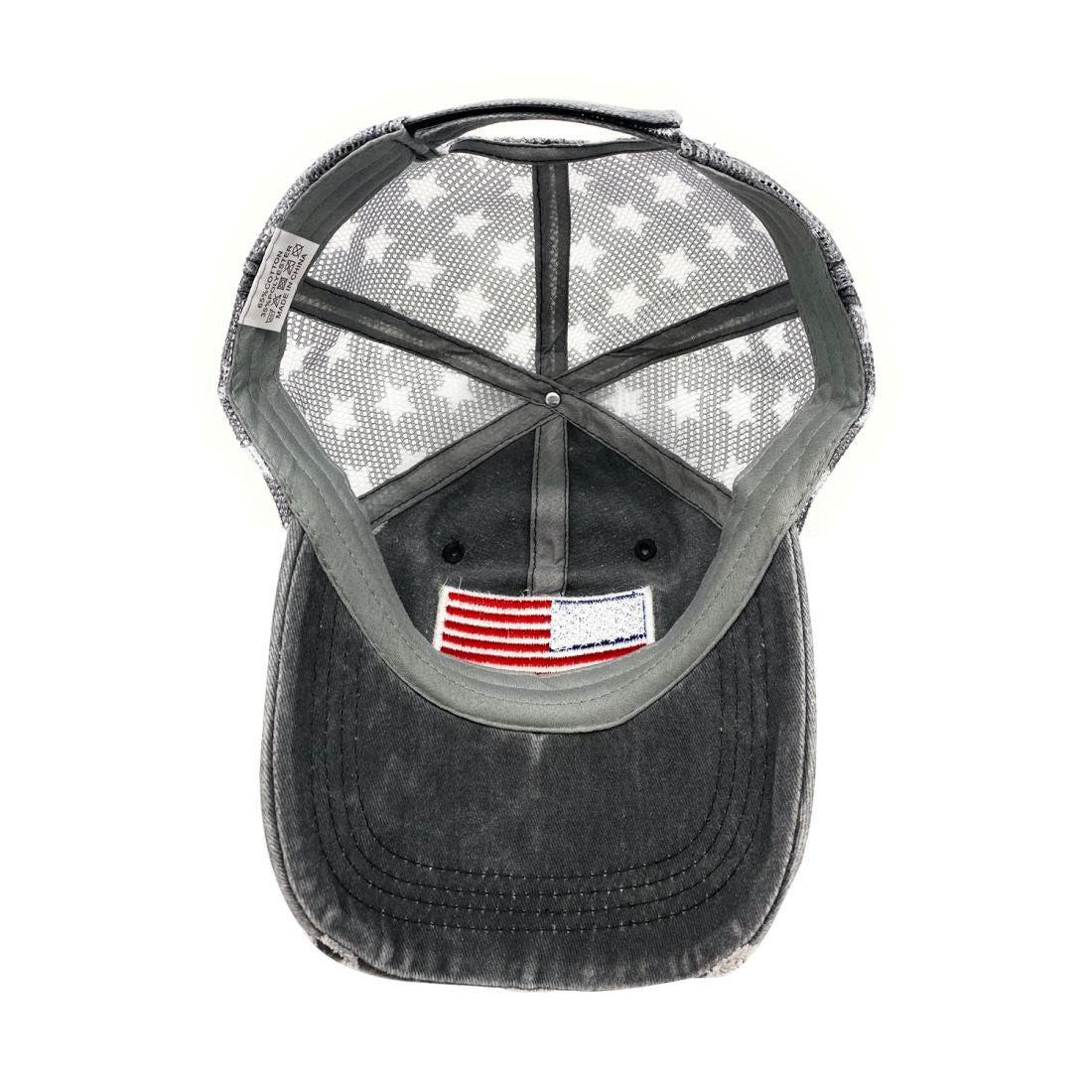 Empire Cove Distressed Washed USA Flag Stars Baseball Trucker Caps Patriotic Hat-Black-