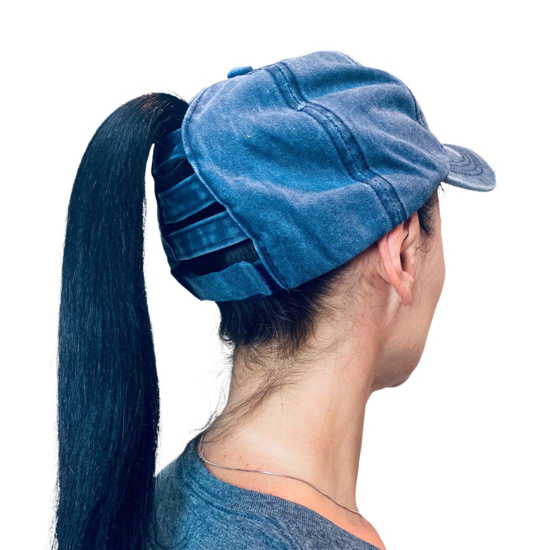 Empire Cove Womens Distressed Washed Ponytail Caps Hats Vintage Relaxed Fit-Pink-