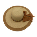 Empire Cove Womens Wide Brim Straw Hat Floppy Sun Hat Panama Fedora Summer-Chain Ribbon Tan-