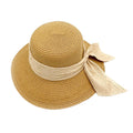 Empire Cove Womens Wide Brim Straw Hat Floppy Sun Hat Panama Fedora Summer-Ribbon Beige-