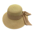 Empire Cove Womens Wide Brim Straw Hat Floppy Sun Hat Panama Fedora Summer-Ribbon Tan-