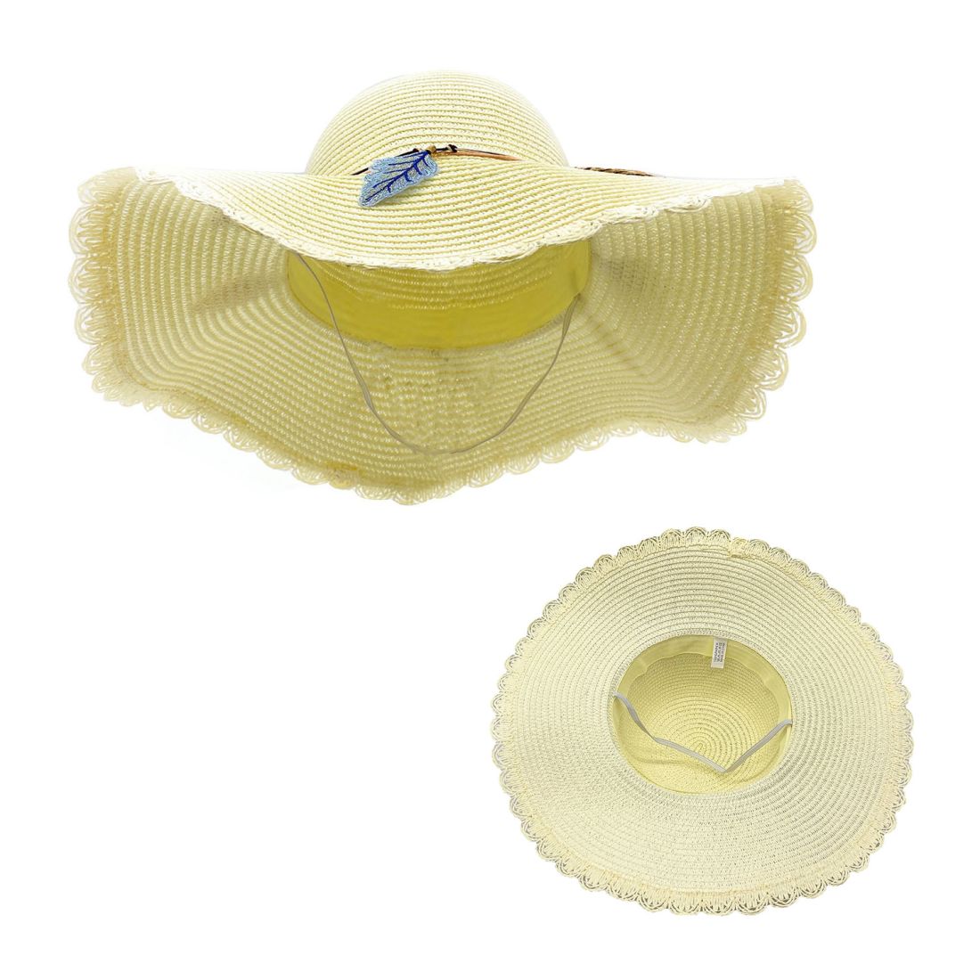 Empire Cove Womens Wide Brim Straw Hat Floppy Sun Hat Panama Fedora Summer-Flower Pink-