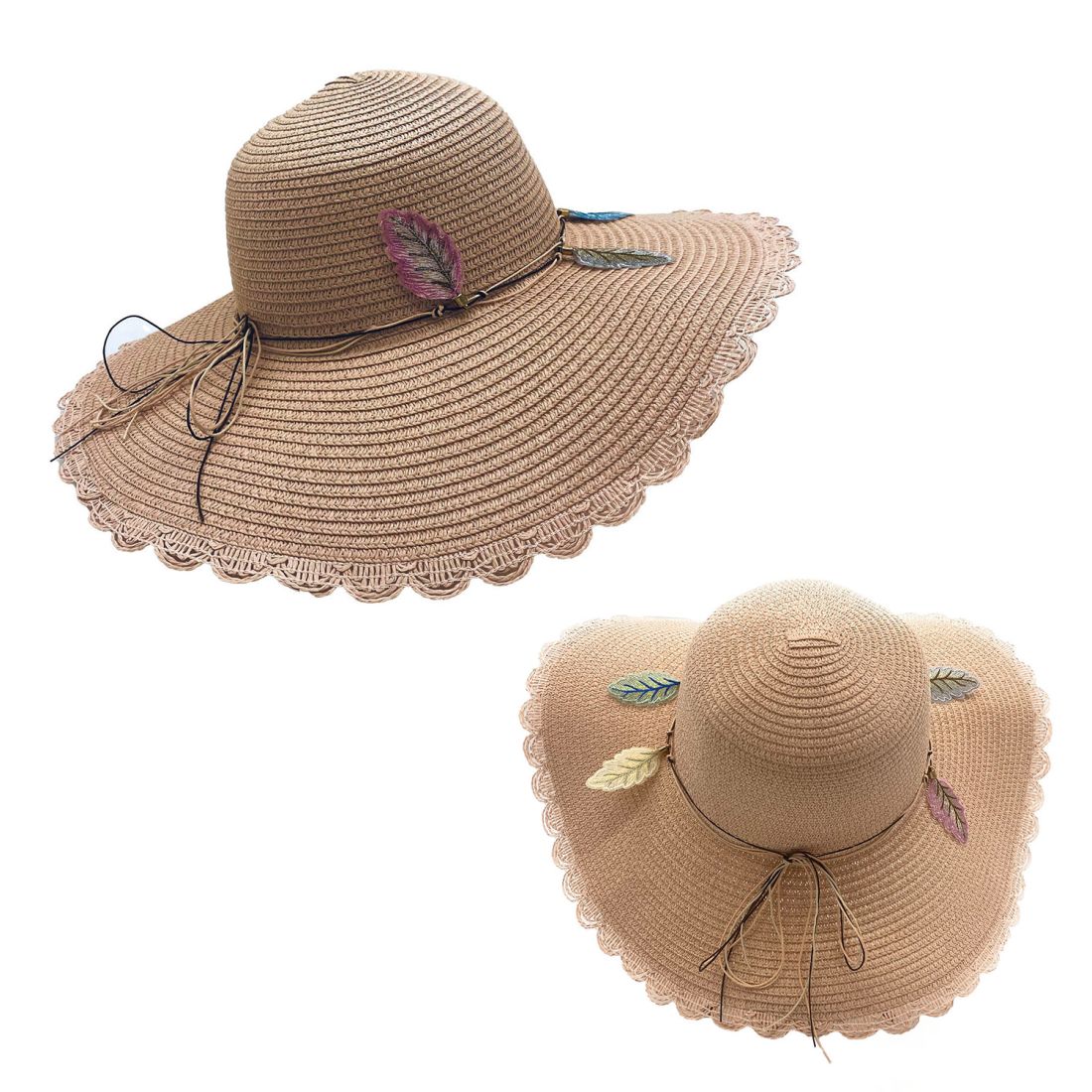 Empire Cove Womens Wide Brim Straw Hat Floppy Sun Hat Panama Fedora Summer-Flower Pink-